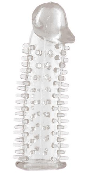 Прозрачная насадка на половой член с закрытой головкой и шипами - 12,5 см. - Toyfa Basic - в Ярославле купить с доставкой