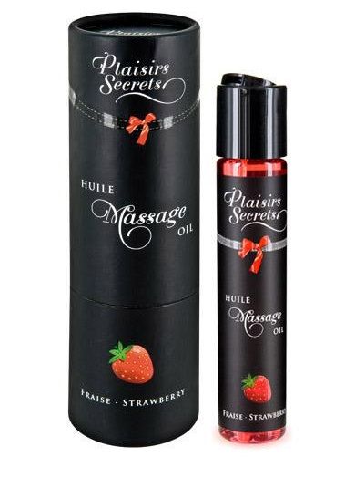 Массажное масло с ароматом клубники Huile de Massage Gourmande Fraise des Bois - 59 мл. - Plaisir Secret - купить с доставкой в Ярославле