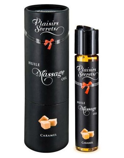 Массажное масло с ароматом карамели Huile de Massage Gourmande Caramel - 59 мл. - Plaisir Secret - купить с доставкой в Ярославле