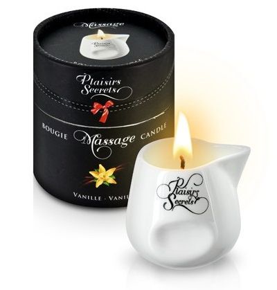 Массажная свеча с ароматом ванили Bougie Massage Gourmande Vanille - 80 мл. - Plaisir Secret - купить с доставкой в Ярославле