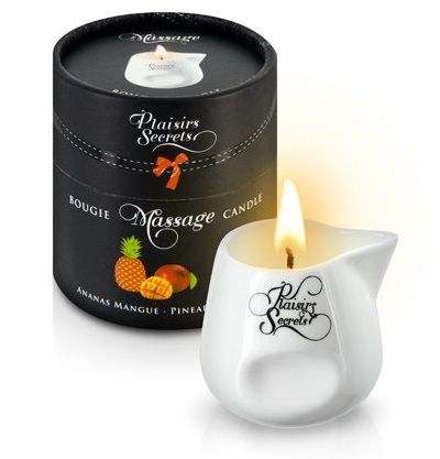 Массажная свеча с ароматом манго и ананаса Bougie de Massage Ananas Mangue - 80 мл. - Plaisir Secret - купить с доставкой в Ярославле