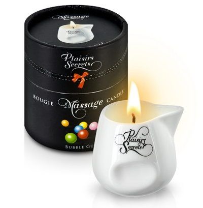 Массажная свеча с ароматом бубль-гума Bougie de Massage Gourmande Bubble Gum - 80 мл. - Plaisir Secret - купить с доставкой в Ярославле