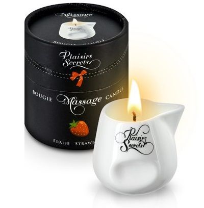 Массажная свеча с ароматом клубники Bougie de Massage Gourmande Fraise - 80 мл. - Plaisir Secret - купить с доставкой в Ярославле