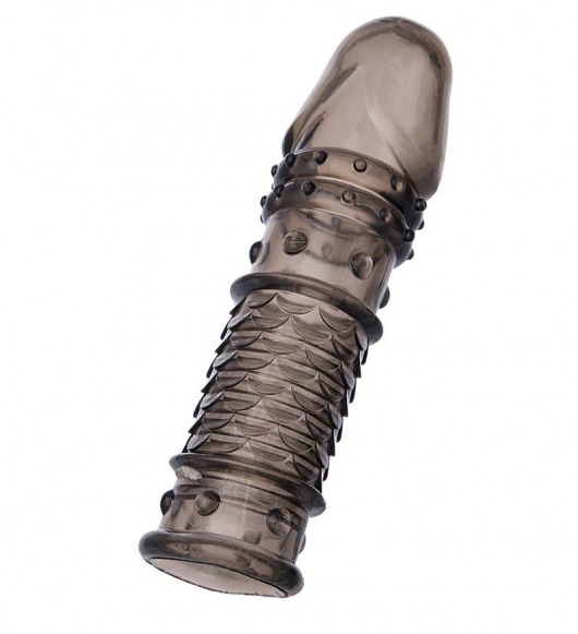 Дымчатая закрытая насадка ToyFa XLover с чешуйками и пупырышками - 13,5 см. - ToyFa - в Ярославле купить с доставкой