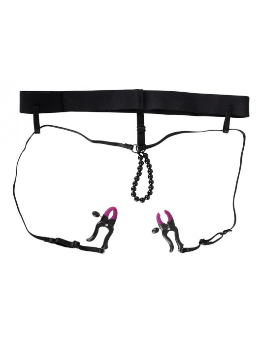 Трусики с зажимами для половых губ и бусинками для массажа промежности - Orion - купить с доставкой в Ярославле