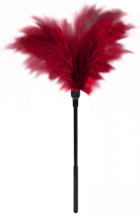 Пластиковая метелочка с красными пёрышками Small Feather Tickler - 32 см. - Blush Novelties - купить с доставкой в Ярославле