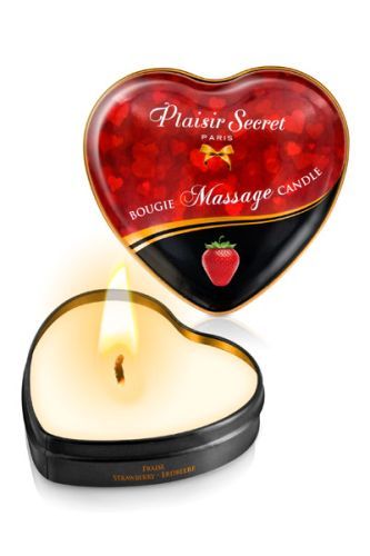Массажная свеча с ароматом клубники Bougie Massage Candle - 35 мл. - Plaisir Secret - купить с доставкой в Ярославле