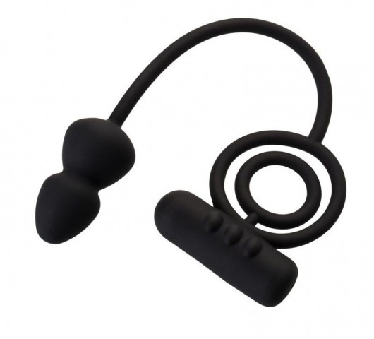 Чёрное эрекционное кольцо с вибропулькой и анальным хвостом - Erotist Adult Toys - в Ярославле купить с доставкой