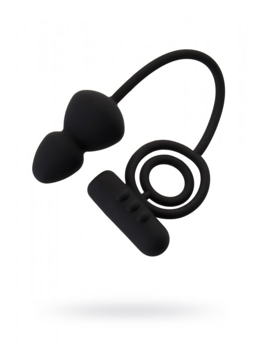 Чёрное эрекционное кольцо с вибростимулятором и анальным хвостом - Erotist Adult Toys - в Ярославле купить с доставкой