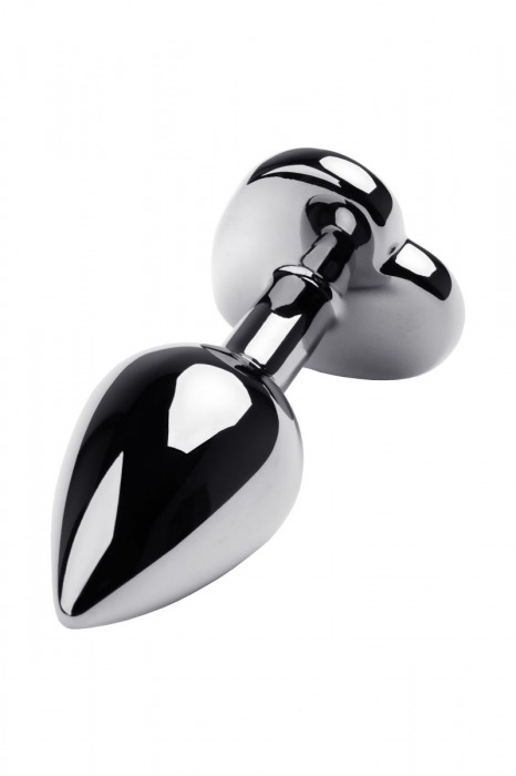 Серебристая анальная пробка с прозрачным кристаллом-сердцем - 8 см. - ToyFa - купить с доставкой в Ярославле