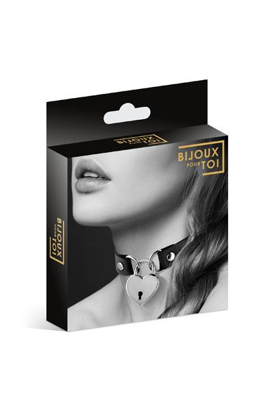 Черный чокер с замком в форме сердца - Bijoux Pour Toi - купить с доставкой в Ярославле