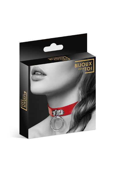 Красный узенький чокер с кольцом - Bijoux Pour Toi - купить с доставкой в Ярославле