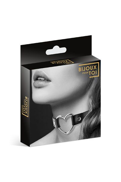 Чёрный чокер с кольцом в форме сердца - Bijoux Pour Toi - купить с доставкой в Ярославле