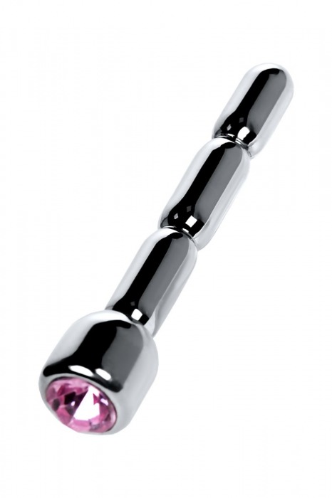 Серебристый уретральный плаг со стразом - 7 см. - ToyFa - купить с доставкой в Ярославле