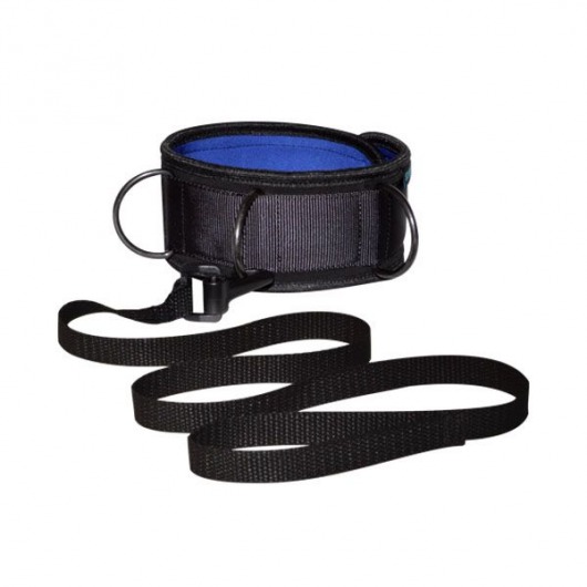 Чёрно-синий неопреновый ошейник с поводком - Sitabella - купить с доставкой в Ярославле