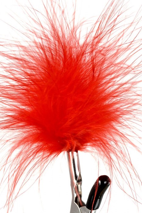 Зажимы для сосков с красным пухом Theatre - ToyFa - купить с доставкой в Ярославле