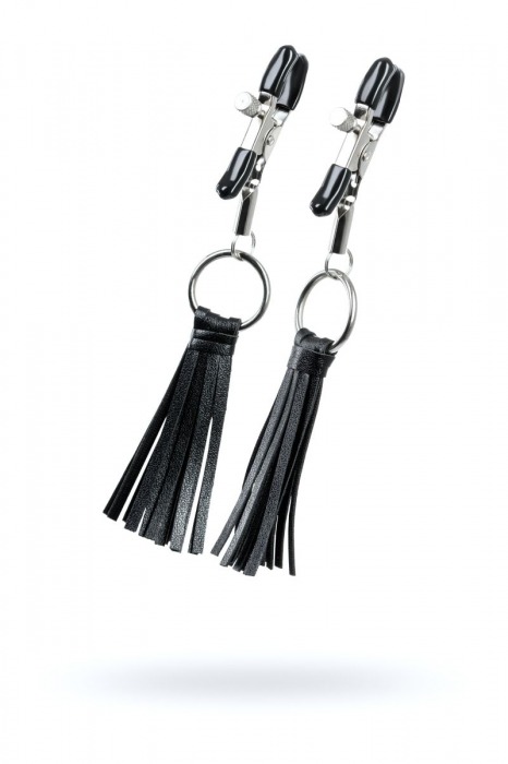 Черно-серебристые зажимы для сосков Theatre с кисточками - ToyFa - купить с доставкой в Ярославле