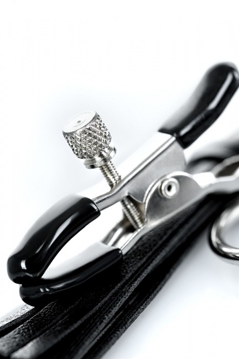 Черно-серебристые зажимы для сосков Theatre с кисточками - ToyFa - купить с доставкой в Ярославле