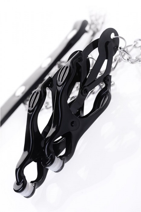 Черно-серебристые зажимы для сосков с кольцом для пениса TOYFA Metal - ToyFa - купить с доставкой в Ярославле
