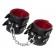 Черные кожаные наручники с двумя ремнями и красной подкладкой - Pecado - купить с доставкой в Ярославле